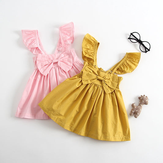 Pretty Fly Sleeve Bow Dress for Young Girls