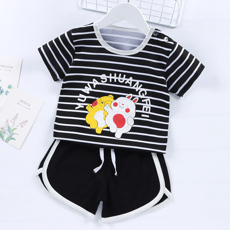 Children's Short Sleeve Suit Boys' And Girls' T-shirts And Shorts