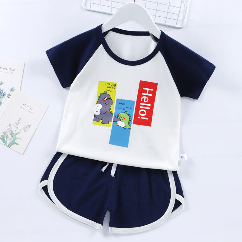 Children's Short Sleeve Suit Boys' And Girls' T-shirts And Shorts