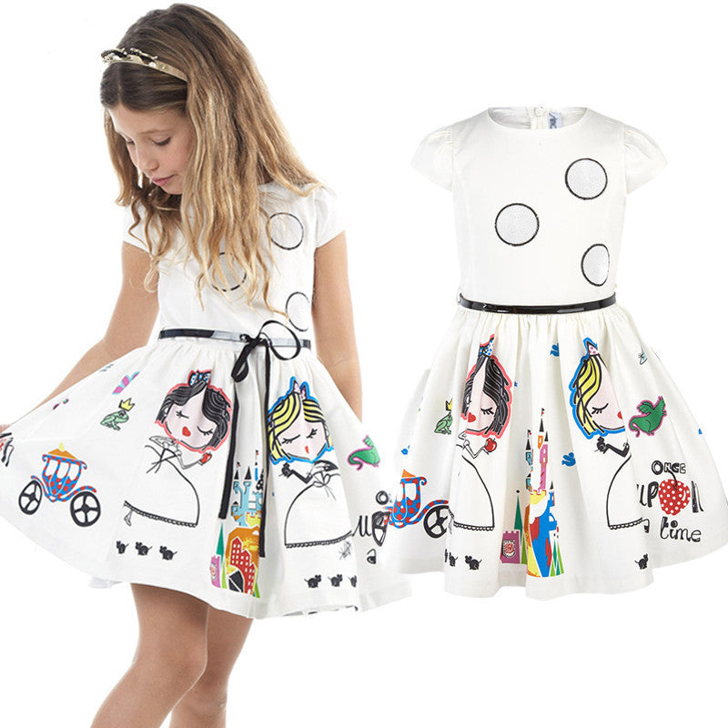 Digital Printing Princess Dress Girl Korean Children Dress One Drop