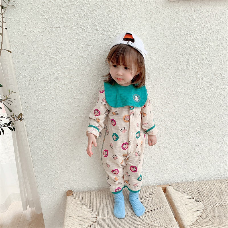 Printed Long-Sleeves Onesie for Baby Girls and Boys