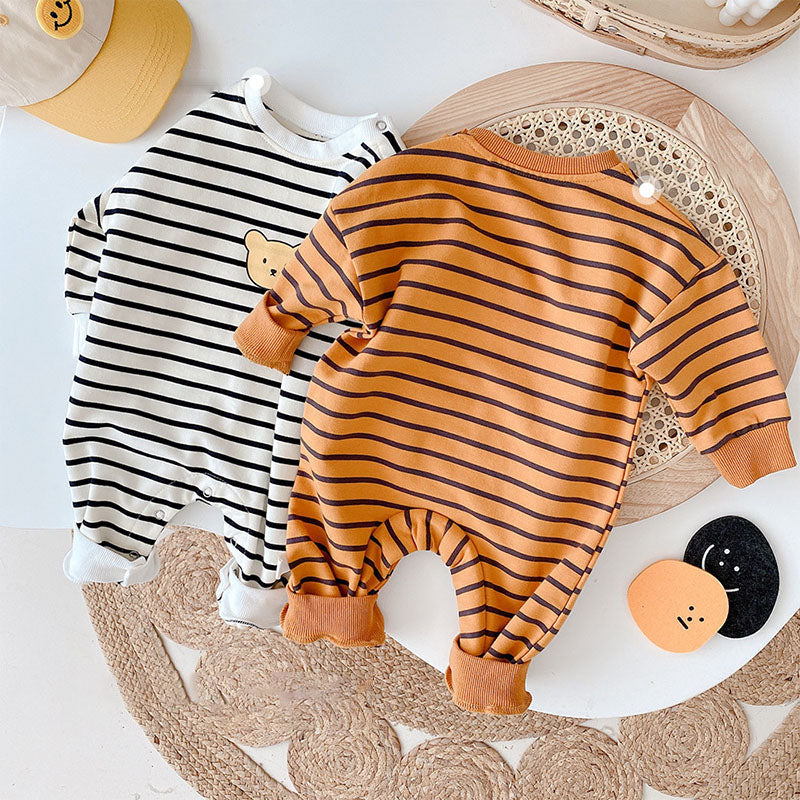 Baby Bodysuit Long Sleeve Striped Print Romper