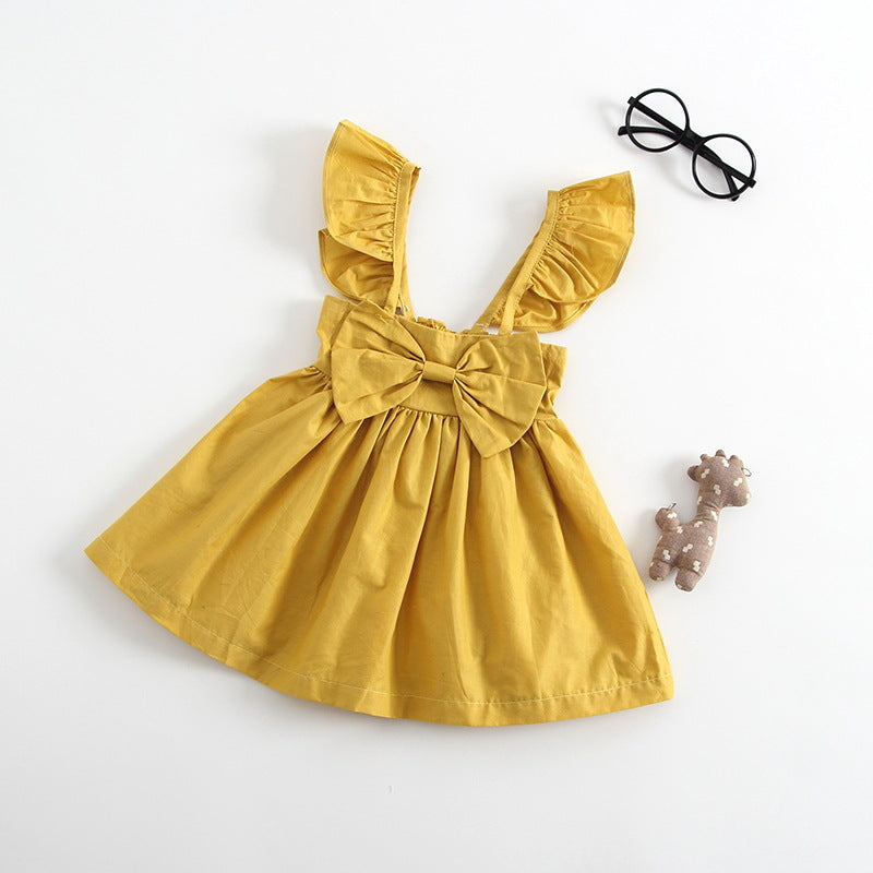 Pretty Fly Sleeve Bow Dress for Young Girls