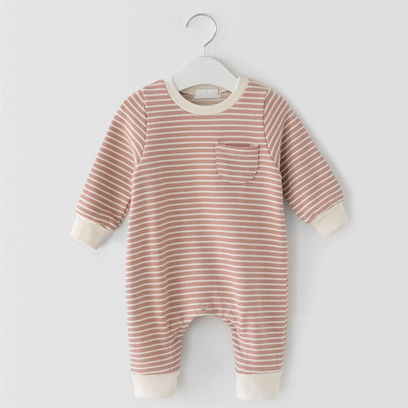 Baby Striped Long-Sleeved Jumpsuit