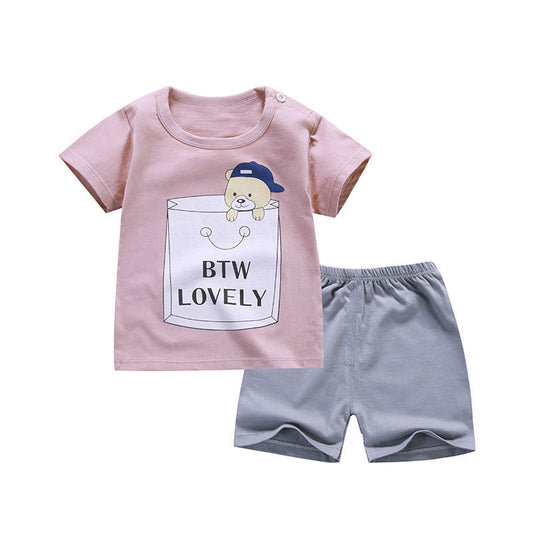 Children's Short Sleeve Set Cotton Baby Clothes with Shorts