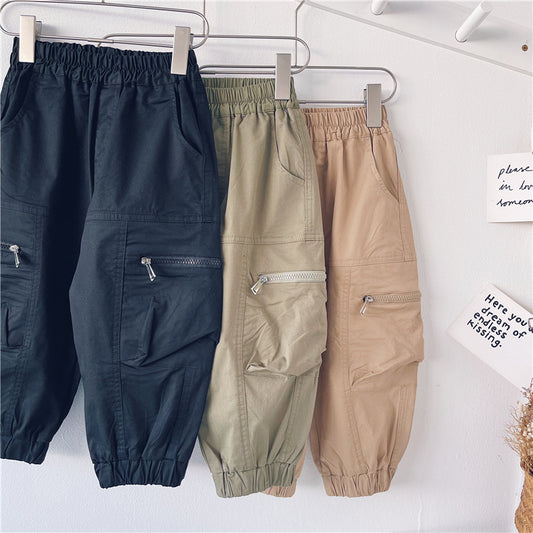Spring And Autumn Boys' Korean Style Overalls Trousers