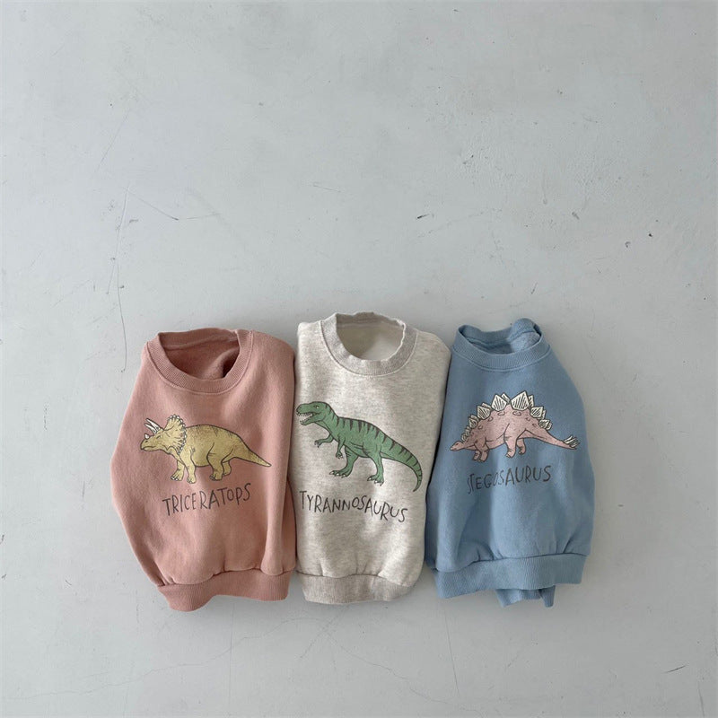 New Children's Cute Dinosaur Fleece Soft Pullover Sweater