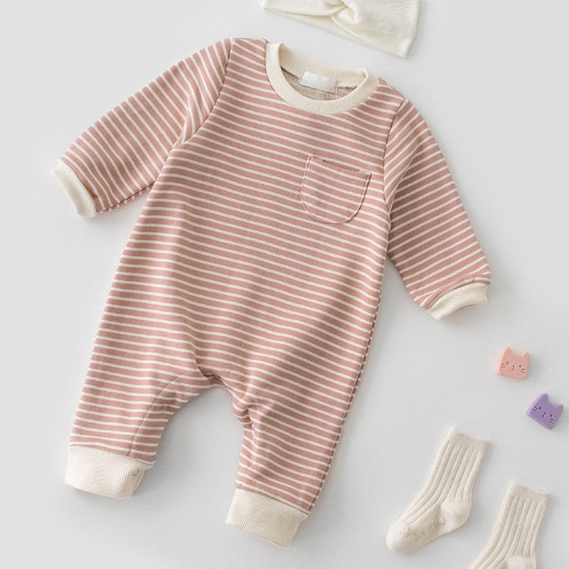 Baby Striped Long-Sleeved Jumpsuit