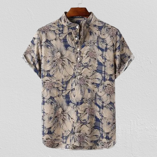 Men's Printed Camisa Masculina Summer Hawaiian Blouse  Vintage Shirts Short Sleeve Lapel Camisa Casual Buttons