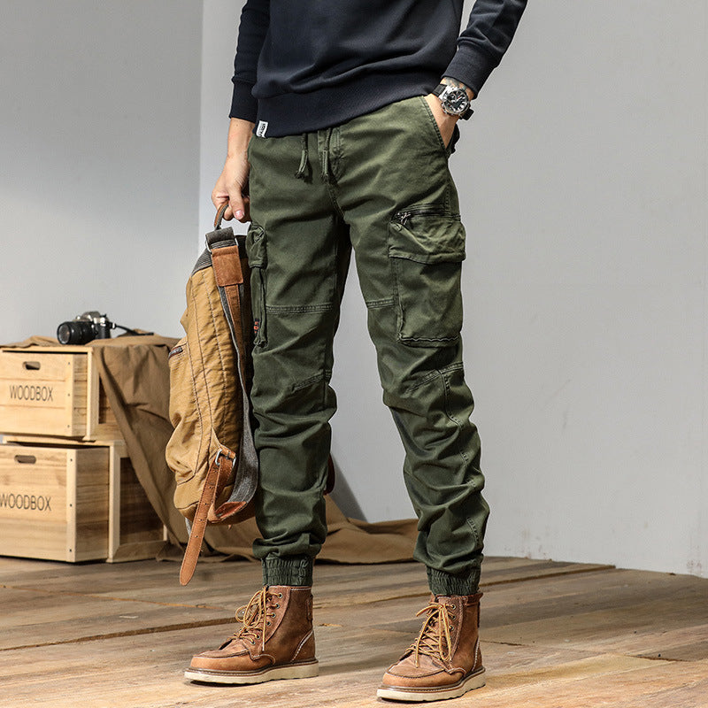 Workwear Casual Pants Cotton Fashionable Straight Multi-Pocket Tether Pants for Men