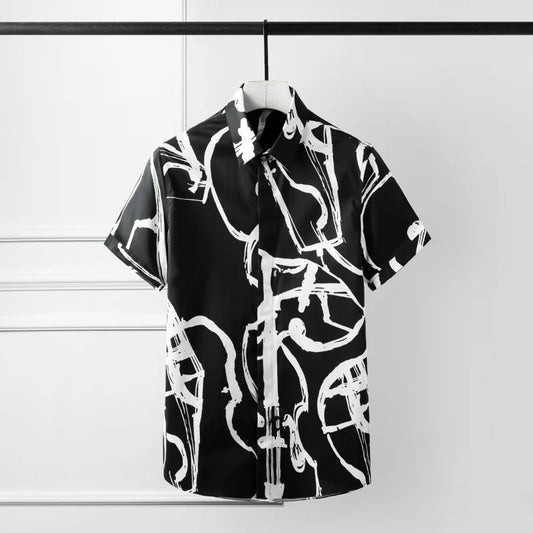 Summer Men Shirts Luxury Digital Printing Short Sleeve  Shirts Plus Size 4xl