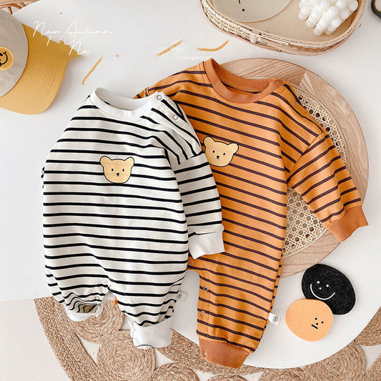Baby Bodysuit Long Sleeve Striped Print Romper