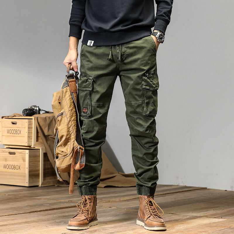 Workwear Casual Pants Cotton Fashionable Straight Multi-Pocket Tether Pants for Men